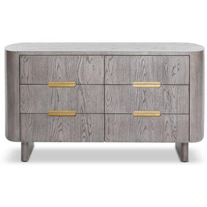 Lettos Mid-Century Chest Of 6 Drawer in Brushed Brown Oak or Silver Black Oak