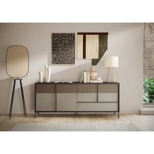 Bronte  Four Door One Drawer Sideboard - Black Lava, Clay and  Walnut Wood Finish