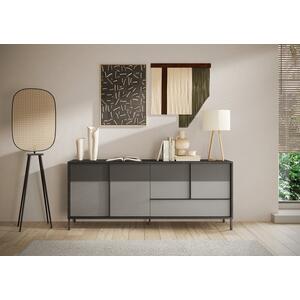 Bronte Four Door One Drawer Sideboard - Slate Grey, Lead and Chalk Wood Finish