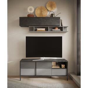 Bronte TV Stand Two Doors / One Drawer - Slate Grey, Lead and Chalk Wood Finish by Andrew Piggott Contemporary Furniture