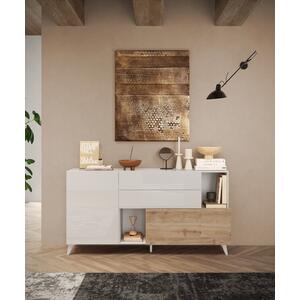 Moritz Small Sideboard - Gloss White and Cadiz Oak Finish  by Andrew Piggott Contemporary Furniture