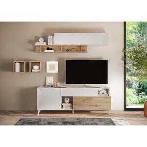 Moritz Small TV Unit - Gloss White and Cadiz Oak Finish  by Andrew Piggott Contemporary Furniture