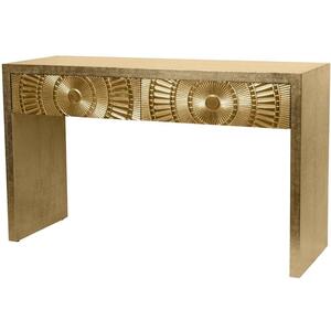 Loca Gold Embossed Metal Console Table 2 Drawers