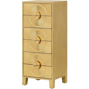 Loca Gold Embossed Metal 6 Drawer Tall Boy Chest of Drawers