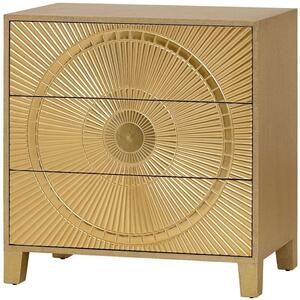 Loca Gold Embossed Metal Chest of Drawers with 3 Drawers