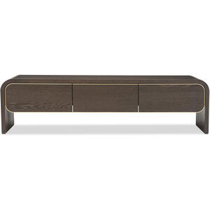 Walter Media 3 Drawer Sideboard in Dark Grey Oak or Natural Walnut and Brass Accent