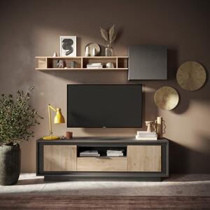 Luna Two Door/One Drawer TV Stand - Black Lava and Cadiz  Oak Finish by Andrew Piggott Contemporary Furniture