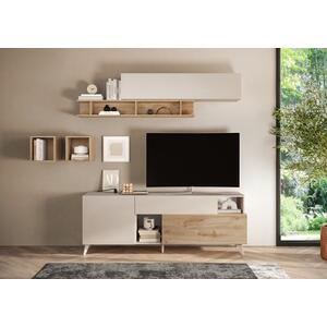 Moritz Small TV Unit - Cashmere and Cadiz Oak Finish by Andrew Piggott Contemporary Furniture