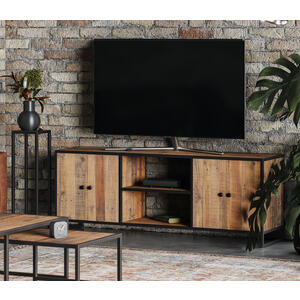 Ooki Reclaimed Wood & Black Steel Extra Large Widescreen TV Cabinet