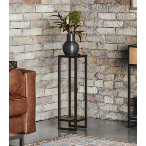 Ooki Reclaimed Wood & Black Steel Lamp Table / Plant Stand