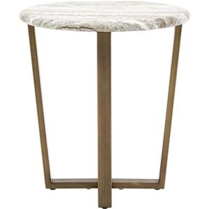 Lusso Grey Marble Effect & Brass Side Table