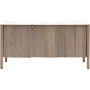 Marmo Ribbed Mango Wood 3 Door Sideboard with White Marble Top