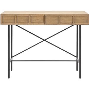 Apartment Retro Oak Panelled 2 Drawer Console Table