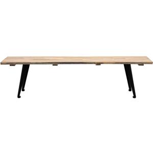 Ponza Outdoor Urban Dining Bench with Wood and Black Metal Legs
