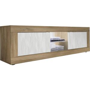 Jorgei Large TV  Stand Dark Oak and White Textured Finish