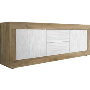 Jorgei Low TV/Sideboard Dark Oak and  White Textured Finish