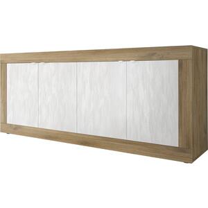 Jorgei Four Door Sideboard Dark Oak and Snow White Textured Finish