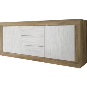 Jorgei Two Door Three Drawer Sideboard Dark Oak and Snow White Textured Finish