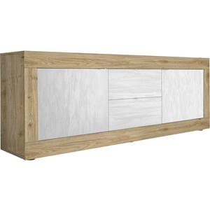 Jorgei Low TV/Sideboard Light Oak and White Textured Finish by Andrew Piggott Contemporary Furniture