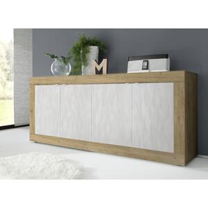 Jorgei Four Door Sideboard  Light Oak and Snow White Textured Finish