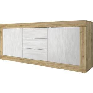 Jorgei Two Door Three Drawer Sideboard Light Oak and White Textured Finish