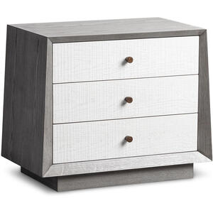 Otilia 3 Drawer Bedside Table in Silver Grey & White Saw Cut Finish