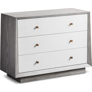 Otilia Chest Of Drawers in Silver Grey & White Saw Cut Finish