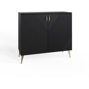 Frank Olsen AVA LED and Wireless Charging Tall Sideboard - Midnight Black