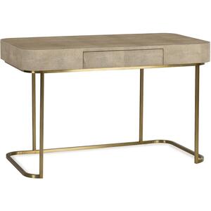 Jacques Faux Shagreen Taupe Desk with Satin Brass Frame & 1 Drawer