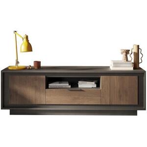 Luna Two Door/One Drawer TV Stand - Black Lava and Mercure  Oak Finish by Andrew Piggott Contemporary Furniture