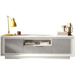 Luna Two Door/One Drawer TV Stand - Matt White and Cement Grey Finish by Andrew Piggott Contemporary Furniture