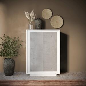 Luna Two Door High Sideboard - Matt White and Cement Grey Finish