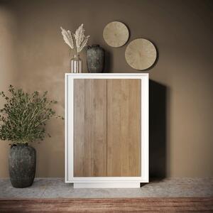 Luna Two Door High Sideboard - Matt White and Mercure Oak Finish by Andrew Piggott Contemporary Furniture
