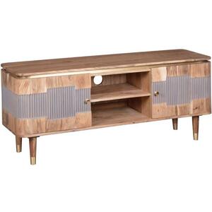 Wilton Rustic Acacia Solid Wood TV Unit with Grey Detail