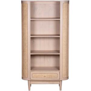 Valencia Solid Mango Wood & Cane Bookcase with 1 Drawer