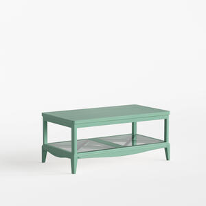 Quebec Coffee Table with Shelf Green Verde Agua Finish by Carsten Mobel