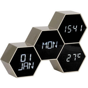 Present Time Karlsson Six-In-The-Mix Hexagon Alarm Clock - Gold