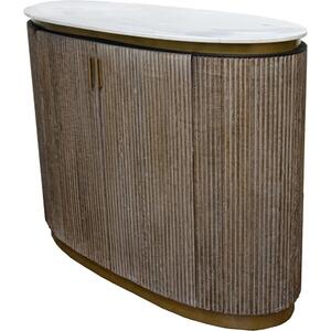 Maigue Dark Brown Ribbed & White Marble Oval Bar Unit