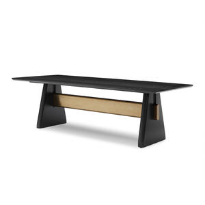 Walden Black Ash Dining Table with Brushed Brass Centre Bar