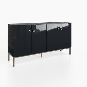 Frank Olsen LYRA 4 Door Sideboard Midnight Onyx Off-Black with LED Wireless Charging by Frank Olsen Furniture