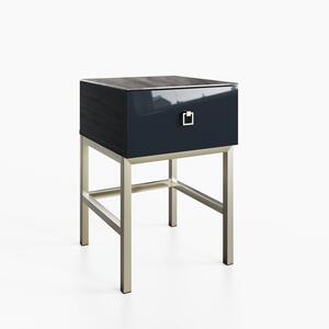 Frank Olsen LYRA 1 Drawer Lamp Table in Midnight Onyx Off-Black with LED Wireless Charging