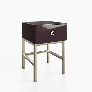 Frank Olsen LYRA 1 Drawer Lamp Table in Plum Black with LED Wireless Charging