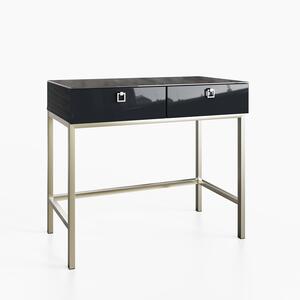 Frank Olsen LYRA 2 Drawer Console Table in Midnight Onyx Off-Black with LED Wireless charging