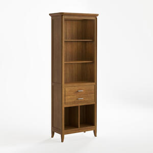 Genova Bookcase with Two Drawers Brown Tabaco Finish by Carsten Mobel