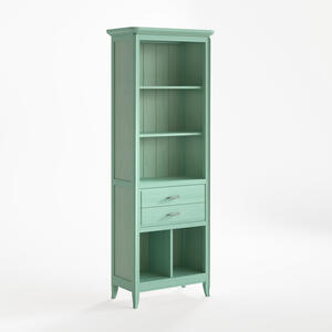 Genova Bookcase with Two Drawers Green Verde Agua Finish