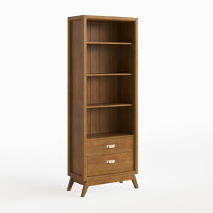 Rodas Bookcase with Two Drawers Brown Tabaco Finish