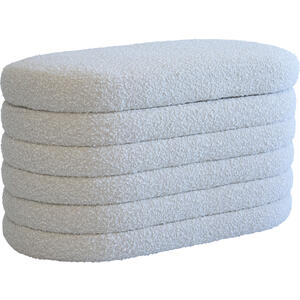 Ofali Oval Storage Ottoman in Cream Boucle 