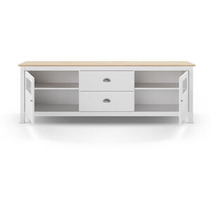 Lucena Two Door / Two Drawer TV Stand - White & Waxed Pine by Andrew Piggott Contemporary Furniture