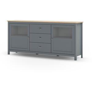 Lucena Large Two Door/Three Drawer Sideboard - Khaki Green & Waxed Pine by Andrew Piggott Contemporary Furniture