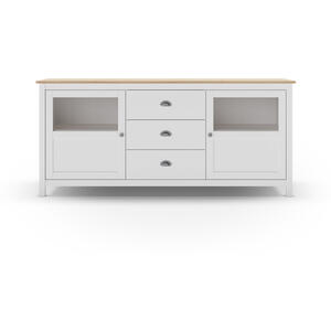 Lucena Large Two Door/Three Drawer Sideboard - Matt White and Waxed Pine by Andrew Piggott Contemporary Furniture